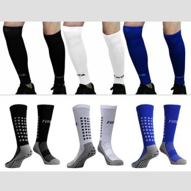 Imagem de Kit 3 Pares Canelito Meião Cortado + Meia Esportiva Pro Grip Finta, Mu