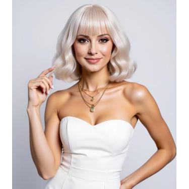 Imagem de Peruca Gerulyss Short Platinum Blonde Bob Wavy para mulheres