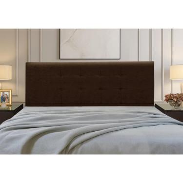 Imagem de Cabeceira Estofados Casal Queen Quarto 1,64cm Betina Suede Marrom Madelina Decor