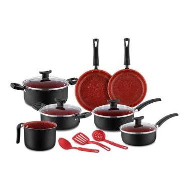 Imagem de Conjunto de Panelas D'Itália 10 Peças Black/Cherry Teflon - D'italia P