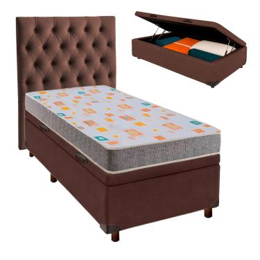 Imagem de Kit Cama Box Bau + Cabeceira + Colchão Solteiro D20 - D20 - Inducol