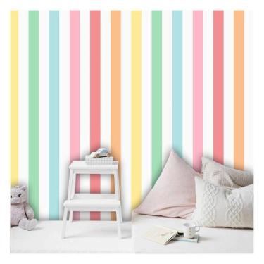 Imagem de Papel de Parede Decorativo Infantil Listras Colours - 3M de Altura x 0