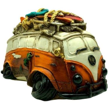 Imagem de Kombi Cofre De Gesso Colorida Enfeite Decorativo - AY, Laranja