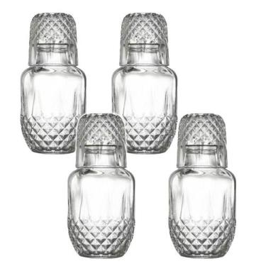 Imagem de Kit 4 Moringa De Vidro 500ml Com Copo De 145ml Para Água Whisky - CLIC