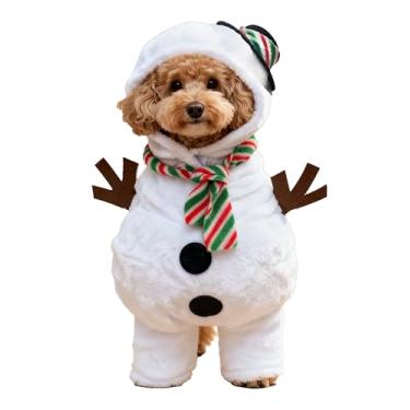 Imagem de IOICYBF Fantasia de animal de estimação para cães pequenos e gatos, moletom com capuz de Halloween para filhotes de inverno, roupas divertidas para festa de Natal, boneco de neve, G