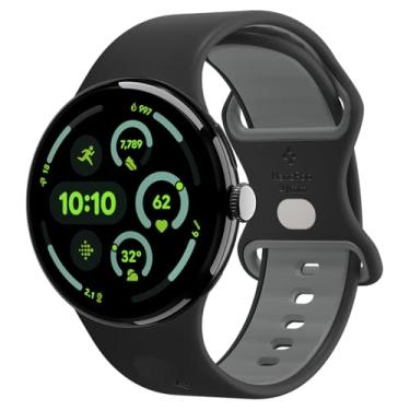 Imagem de Spigen Nano Pop projetado para o Google Pixel Watch 4/3/2/1 pulseira de silicone macia à prova d'água de 41 mm - preto gergelim