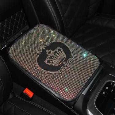 Imagem de MINGZAIQIPEI Almofada de console central automotiva brilhante com strass brilhante, almofada macia para apoio de braço, adequada para SUV, caminhão e protetores de apoio de braço automotivos (colorido