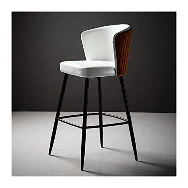 Imagem de YAYA2021-SHOP Cadeira de bar nórdica minimalista alto PU bancos de bar luxuosos encosto macio para casa cadeiras de bar bar bar de ferro lazer banco alto móveis bancos de bar ajustáveis (cor: A3 75 cm
