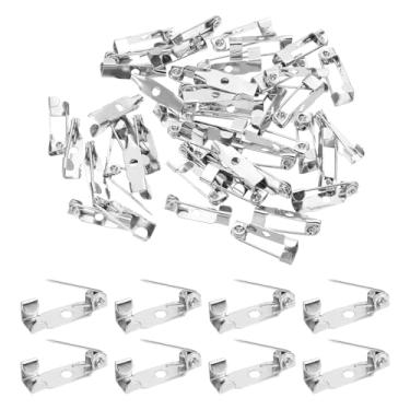 Imagem de PATIKIL Broche traseiro de 50 peças, pino de barra de 15 mm (0,59"), fecho de segurança, prata escura