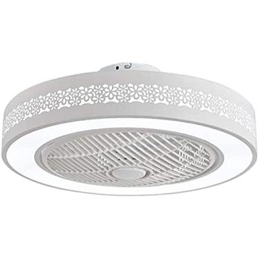 Imagem de TIANYIA Ventilador de teto de controle remoto com luz, ventiladores invisíveis 55,88 cm iluminação doméstica circular redonda LED lustre para quarto, luzes brancas para ventilador de teto