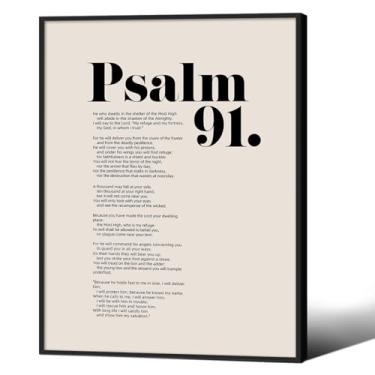 Imagem de Versículos bíblicos Salmo 91 arte de parede cristã positiva citação escritura pôsteres 30,5 x 40,6 cm preto emoldurado moderno inspirador impressão em tela para decoração de parede de igreja