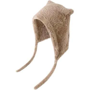 Imagem de Gorro De Orelhas De Gato Bonito Para Mulheres Com Aba De Pelúcia Earflap Gorro De Pele De Inverno Chapéus De Balde à Prova De Vento, Khaki & Cat Ears, One Size