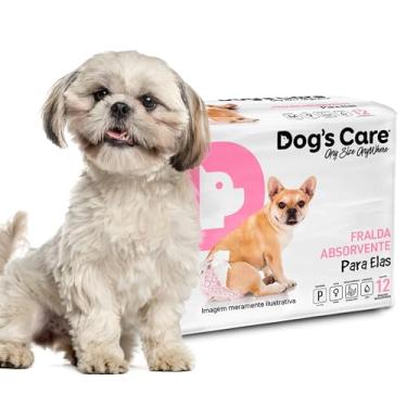 Imagem de DOG’S CARE Fralda Descartável Para Cães Fêmeas de 3 a 6kg - Fralda Absorvente Para Cachorros Idosos e Filhotes - Tamanho P - 12 Unidades