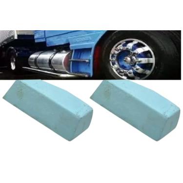 Imagem de Kit 2 Pedra Azul Polimento (650gr) Roda Caminhão Tanque Crom