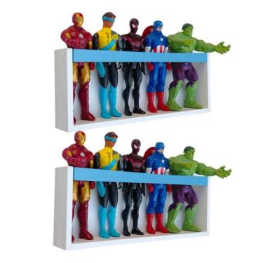 Imagem de Kit 2 Prateleiras Bonecos Heróis Barbie Estante Brinquedos Infantis Pe