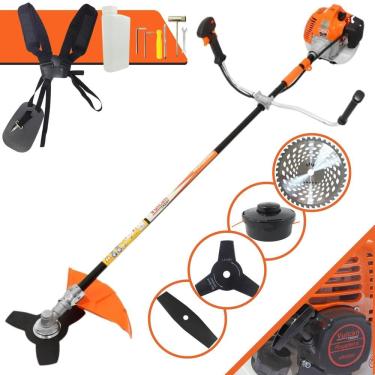 Imagem de Cortador de Grama À Gasolina Vulcan VR520-H 52cc 2,5HP 2T Completa Com Carretel de Nylon + Faca 2 Pontas + Faca 3 Pontas + Faca 40 Dentes de Vídea