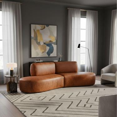 Imagem de Sofá Orgânico Módulo Curvo Savana Corino Modena Ocre - Montanari`s Decor