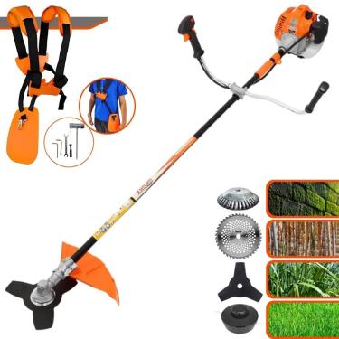 Imagem de Roçadeira Vulcan VR520H À Gasolina 52cc 2,5HP Alta Rotação e Performance Com Carretel de Nylon e Faca 3 Pontas + EXTRA Faca 40 Dentes + Escova de Aço