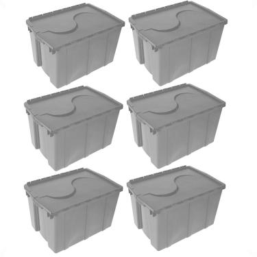 Imagem de Kit 6 Caixa Organizadora Container 56L Com Tampa S Bernardo