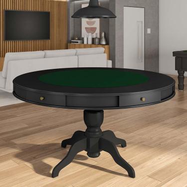 Imagem de Mesa de Jogos Carteado 6 Lugares Bellagio com Gavetas e Tampo Reversível com Tecido Preto/Verde G42 - Gran Belo