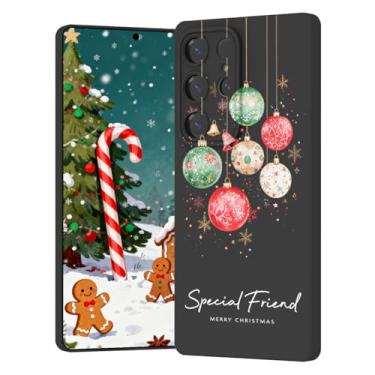 Imagem de YESPURE Capa de Natal para Samsung Galaxy S25 ultra fofa estética Feliz Natal bola de luz impressa preta para mulheres crianças meninas capa de celular fina fosca de borracha macia para Galaxy S25