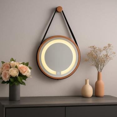 Imagem de Espelho Redondo Iluminado 40cm com Alça Touch 2 Leds com Alça Adnet Re