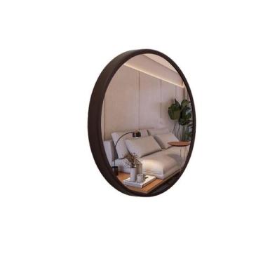 Imagem de Espelho Basic Redondo 50cm Moldura Alumínio Marrom - Reduna
