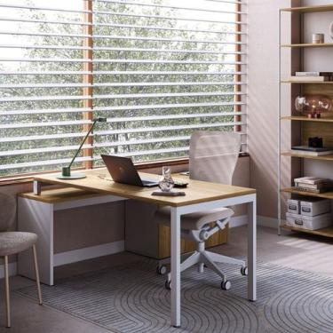 Imagem de Mesa para Escritório 160cm com Balcão Lateral Porta e 3 Gavetas com Ch