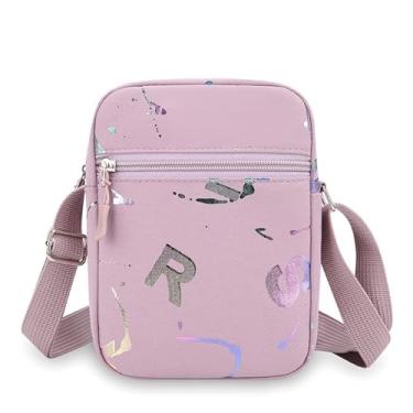 Imagem de Bolsa transversal para telefone feminina, bolsa de ombro de lona, bolsa de mão fofa, bolsa de telefone para viagens e uso diário, Roxa, Moderno