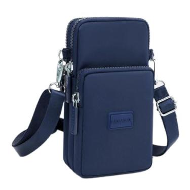 Imagem de Bolsa transversal para celular feminina, mini bolsas para celular, carteira de pulso, bolsa de ombro, bolsa de braço bolsa de viagem, Azul-escuro, Large