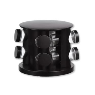 Imagem de Porta Temperos Giratório 6 Potes em Vidro com Suporte Compacto Preto – Organização e Estilo para sua Cozinha