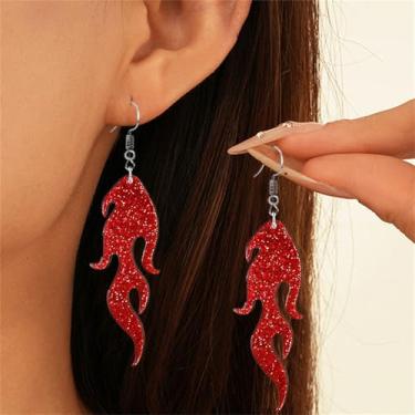 Imagem de Brincos de fogo de chama para mulheres, leve, acrílico, punk, elemento fogo, exagerado, Halloween, cosplay, festa, bijuteria, Middle, Acrílico, Sem pedra preciosa