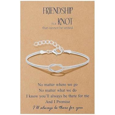 Imagem de Pulseira Best Friend com nó de amor para mulheres, kit de pulseiras de amizade combinando para 2/3/4/5/6 irmãs joias de aniversário de longa distância presentes, Medium, Latão, Sem Pedra Preciosa