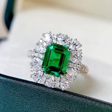 Imagem de Lindos anéis de zircônia cúbica de cor prata brilhante para mulheres, joias de festa de aniversário de luxo, 6, Latão, Zircônia cúbica