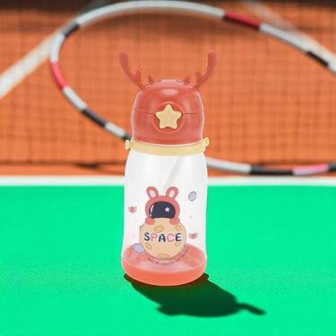 Imagem de 1 garrafa de água com alça de chifre temática espacial 580 ml PP PC silicone vermelho 22 x 9 x 8 cm