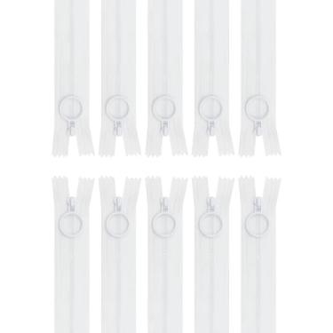 Imagem de Zíperes de Resina, 10 peças com puxadores de anel, fecho não separado, fecho de plástico nº 3, para costura DIY, sacos de artesanato, roupas, roupas, zíperes de resina, branco