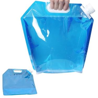 Imagem de Recipiente de armazenamento de água dobrável de 1,32 galão/2,64 galões com alça embutida, acampamento portátil e garrafa de água
