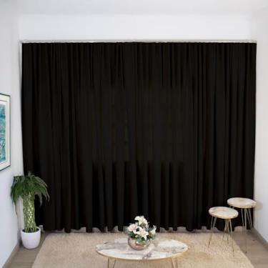 Imagem de Cortina Blackout Trilho Suíço Max Luxo 4,00m X 2,50m Altura Corta Luz (Preto)