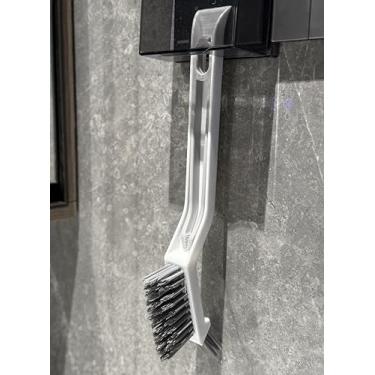 Imagem de Escova de limpeza multifuncional 3 em 1 de cerdas rígidas com grampo de limpeza e colher para cozinha, banheiro, chão, parede, veículo, branco