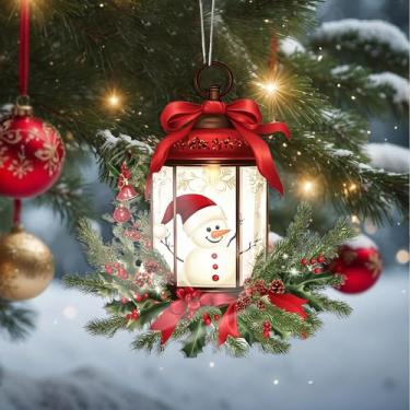 Imagem de Enfeites de Natal, boneco de neve, cristal pendurado, enfeites de árvore de Natal feitos à mão, decoração de carro e casa - presentes de Natal, decoração de artesanato em acrílico, ideias de troca de