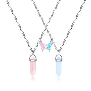 Imagem de Colar para 2 pingentes de cristal para melhor amigo, colar combinando com pingente de amizade, presente para casais, One Size, Metal, Sem Pedra Preciosa