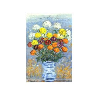 Imagem de Pôster e impressões em tela de flores vintage - reprodução de pintura de parede famosa - vaso de flores 8 imagens para sala de estar 60 x 90 cm 24 x 35 pol sem moldura