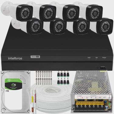 Imagem de Kit dvr Intelbras 8 canais H.265 1TB 8 câmeras Full HD 20m