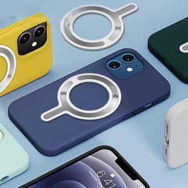 Imagem de Pacote com 4 anéis adaptadores magnéticos para Mag Safe - adesivos magnéticos fortes para iPhone 16 15 14 13 12 e Android - Kit de conversão de laço de metal para carregadores de carro MagSafe