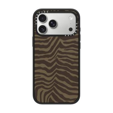 Imagem de CASETiFY Capa Impact para iPhone 17 Pro Max [fina/compatível com Magsafe/2,5 m. Proteção contra quedas de grau militar 4X] - marrom zebra - preto fosco