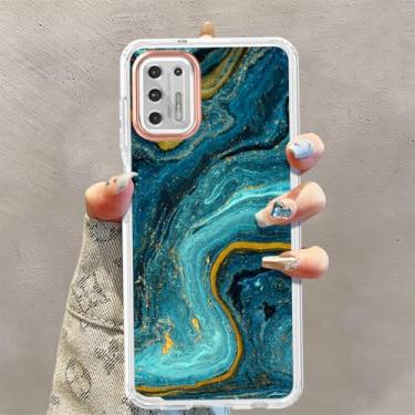 Imagem de Capa para Moto G Stylus 2021 4G (não para 5G), Ripple Agate Marble Pattern Hard PC Soft TPU Bumper Slim Rugged Anti-Scratch à prova de choque, proteção contra quedas de grau militar para Moto G Stylus