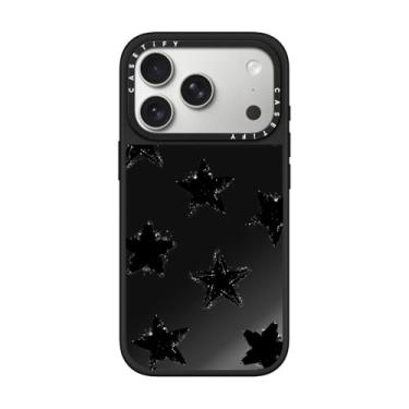 Imagem de CASETiFY Capa espelhada para iPhone 17 Pro [refletiva/compatível com Magsafe/1,5 m. 1X proteção contra quedas de grau militar] - Star Marks - Preto em preto