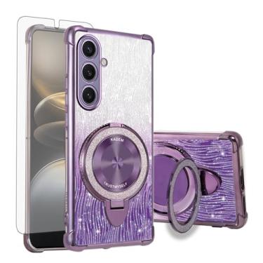 Imagem de Asuwish Capa de celular para Samsung Galaxy S25 Plus S25+ 5G capa magnética com protetor de tela de vidro temperado e anel híbrido com glitter brilhante suporte rígido S25Plus 25S + S 25 25+ SM-S936U