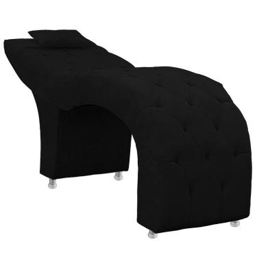 Imagem de Maca Estofada Capitone Julia Para Estetica Facial Sombrancelha E Cilios Suede Preto