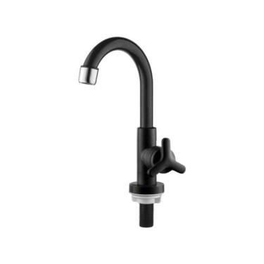 Imagem de Torneira Sicília Lavatório Bica Alta Preta Abs - Vedante Cerâmica - Cromado